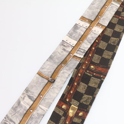 LOUIS VUITTON Bando Scarf Silk Black Gray LV Auth am2335s