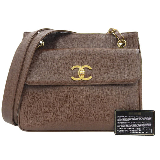 Chanel Caviar Chain Shoulder Bag   Brown
