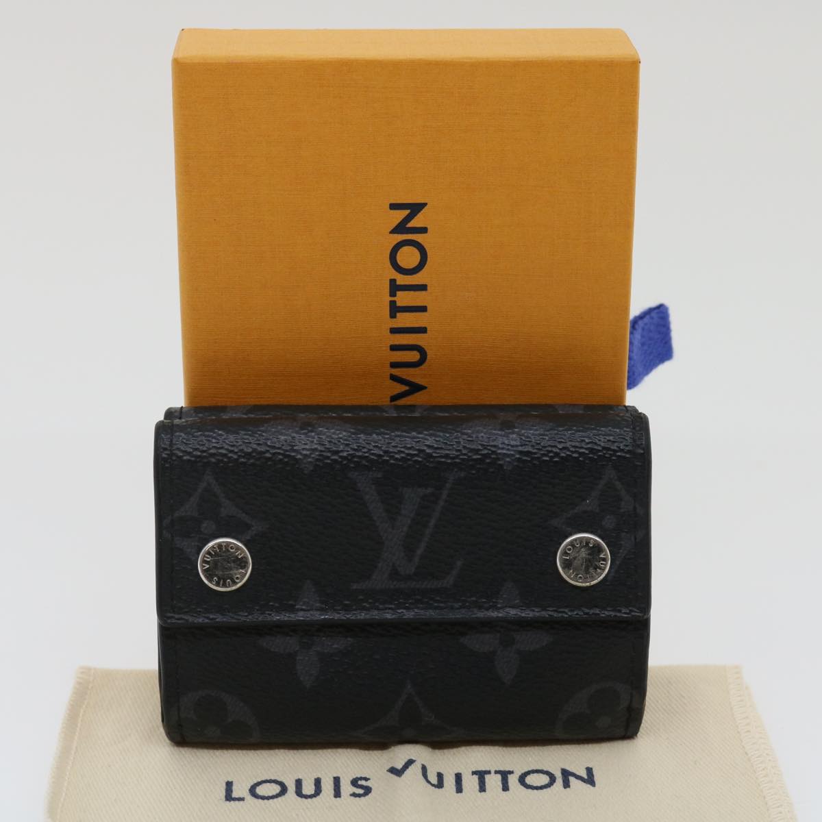 LOUIS VUITTON Monogram Eclipse Discovery compact wallet Wallet M67630 Auth tp320