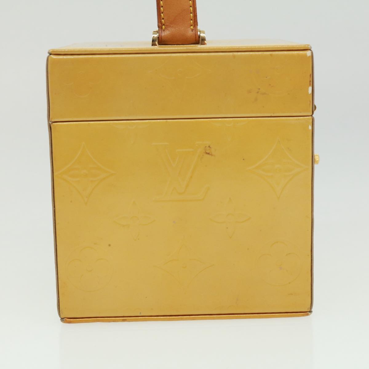 LOUIS VUITTON Monogram Vernis Bleecker Cosmetic Pouch Beige M91002 Auth tp501