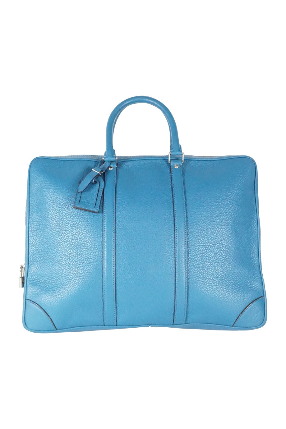LOUIS VUITTON Indigo blue twin handle zip up briefcase in grained leather.