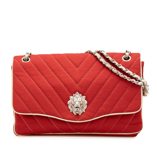 Chanel Chevron Lion Cotton Leather 2way Bag