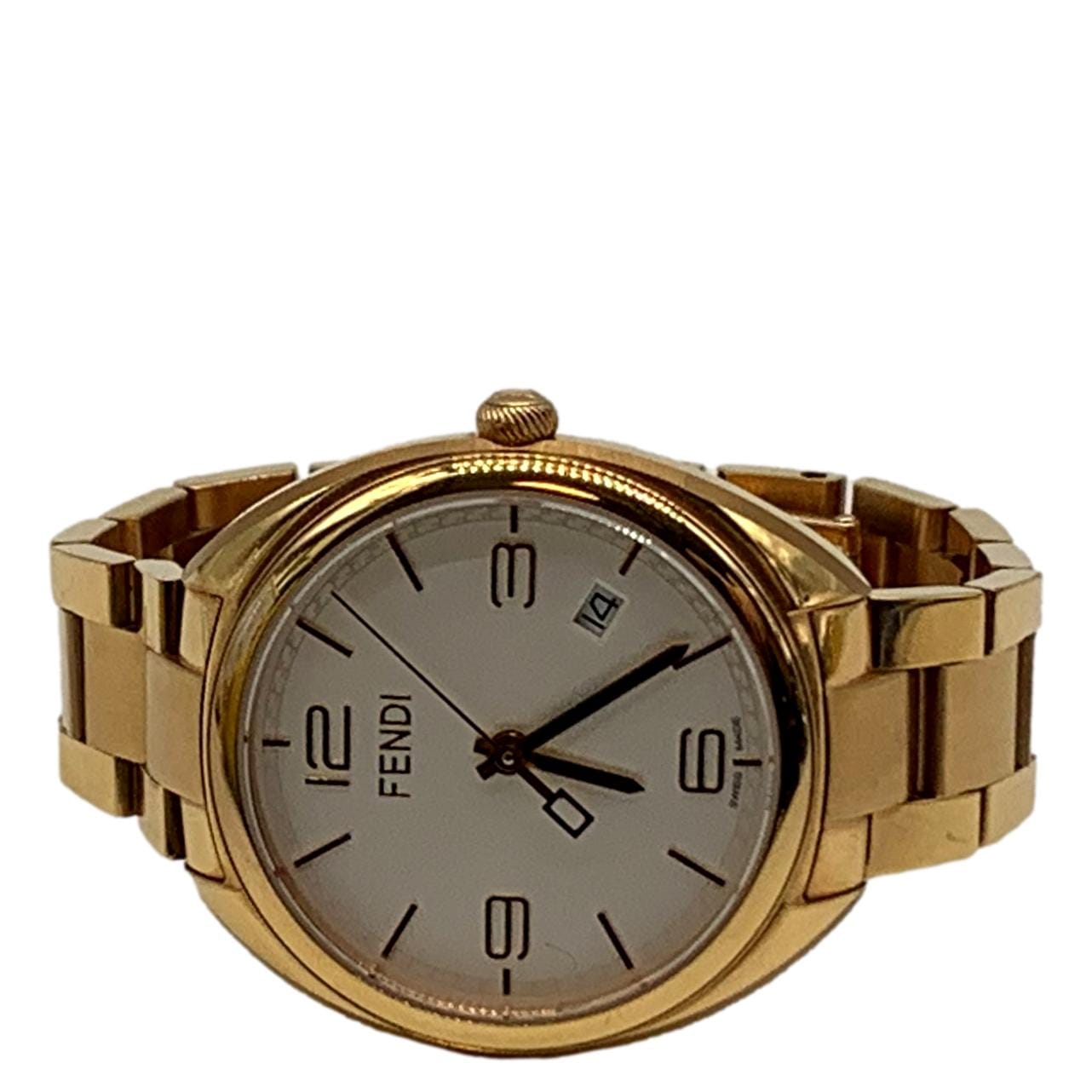 FENDI Momento Swiss Quartz Stainless Steel Date Watch White Dial 34mm