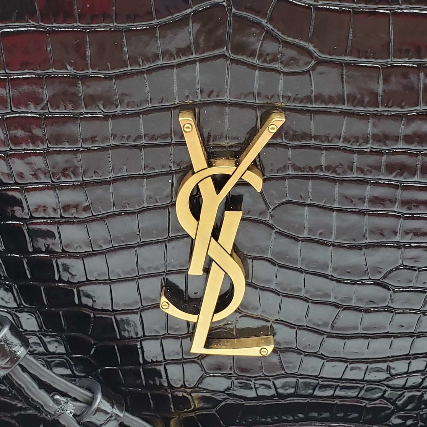 YSL Lou Camera Bag Embossed in Crododile Shiny Black Leather  Bag