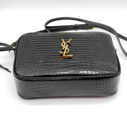 YSL Lou Camera Bag Embossed in Crododile Shiny Black Leather  Bag