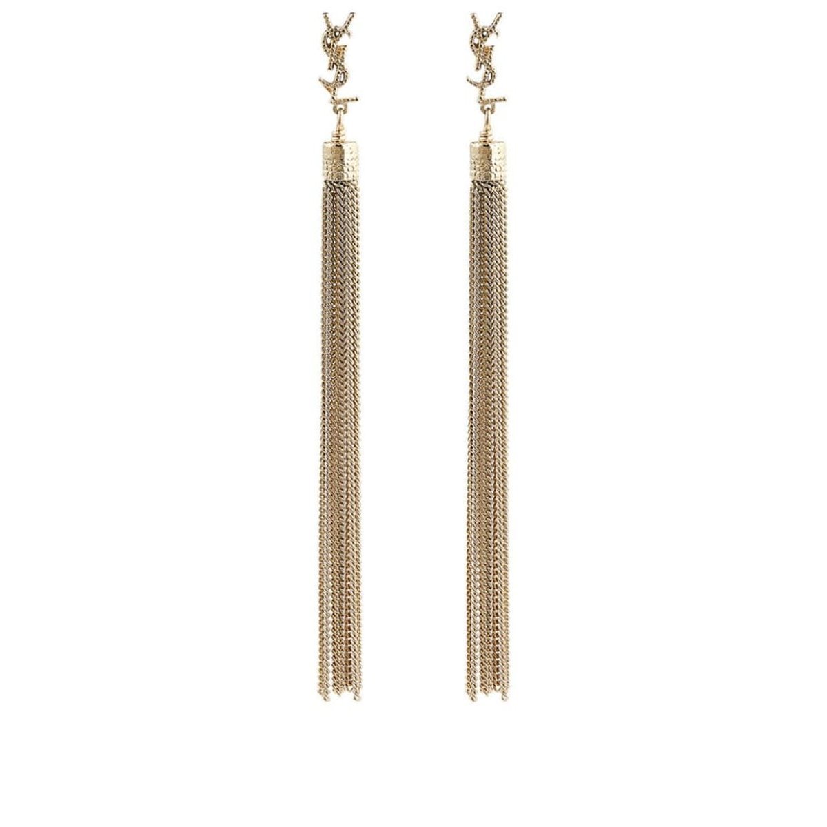 YSL Monogram Chain Drop Earrings